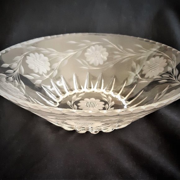 VTG W.J. Hughes Cornflower Bowl 9.5" New Martinsville 'Radiance' Pattern 9.5" - Picture 4 of 9